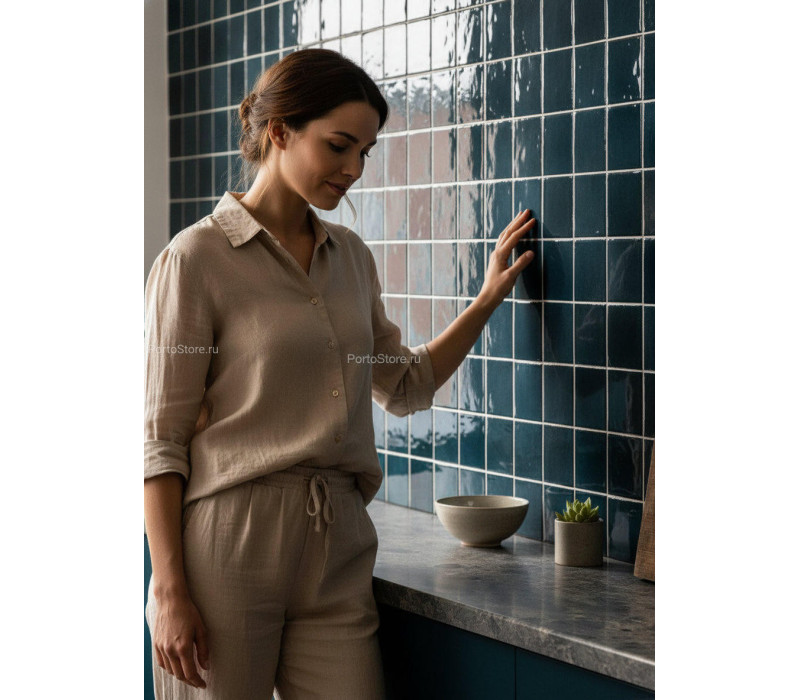 Hoxton Teal Square глянцевый керамогранит