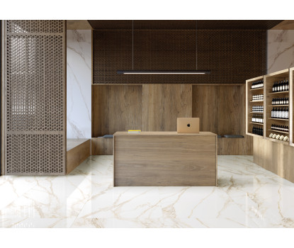 Mimica Bianco Ravenna Gold Slab глянцевый керамогранит